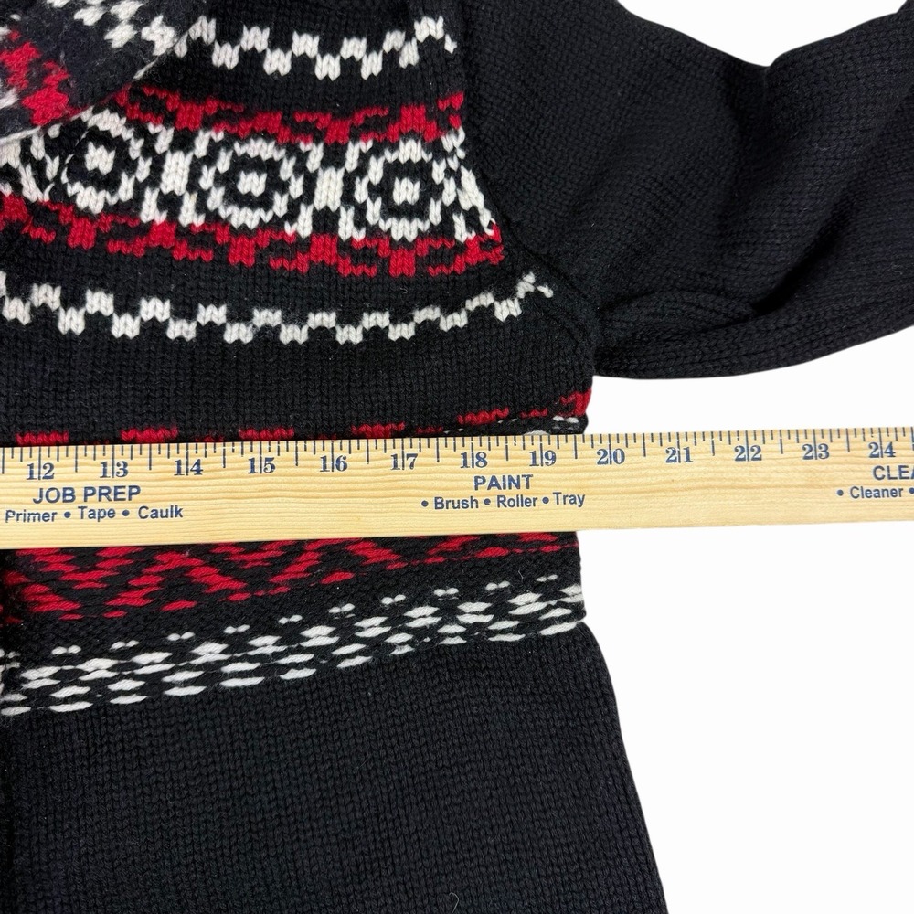 Orvis Women's Cardigan Sweater Wool Cashmere Button Front Black Red Nordic Sz Lg - Picture 7 of 8